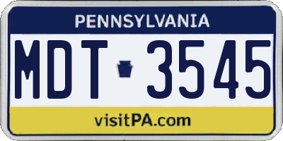 PA license plate MDT3545