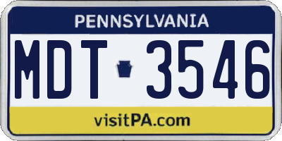 PA license plate MDT3546