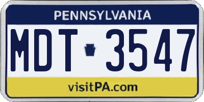 PA license plate MDT3547