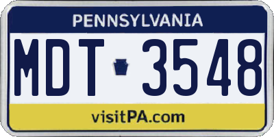 PA license plate MDT3548