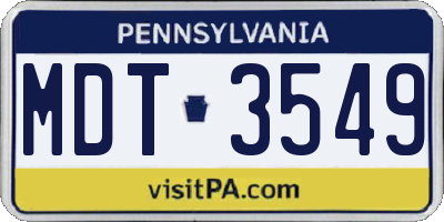 PA license plate MDT3549
