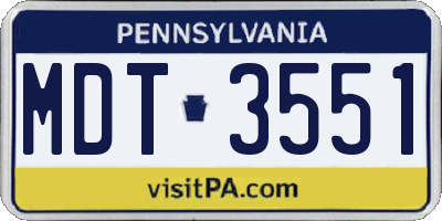 PA license plate MDT3551