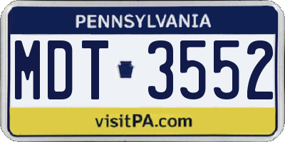 PA license plate MDT3552
