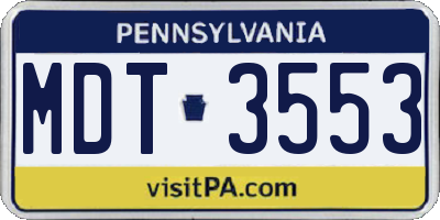 PA license plate MDT3553