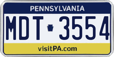 PA license plate MDT3554
