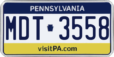 PA license plate MDT3558