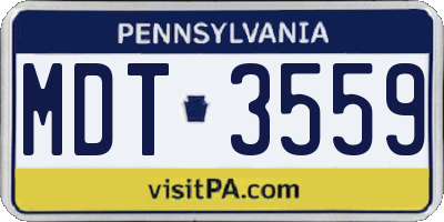 PA license plate MDT3559