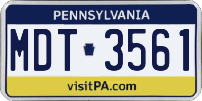 PA license plate MDT3561
