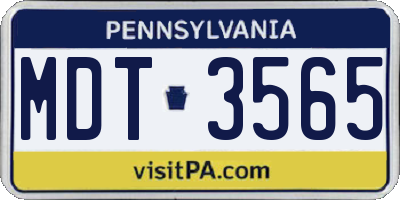 PA license plate MDT3565
