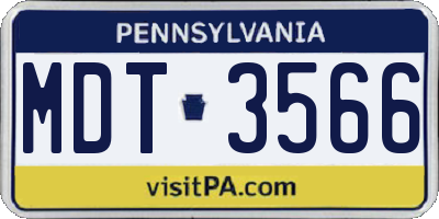 PA license plate MDT3566