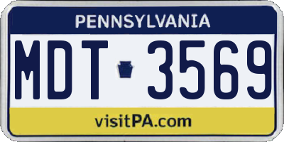 PA license plate MDT3569