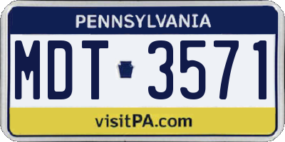 PA license plate MDT3571