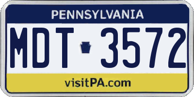 PA license plate MDT3572