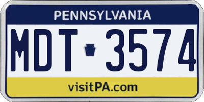 PA license plate MDT3574