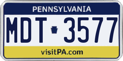 PA license plate MDT3577