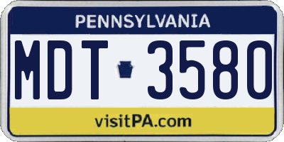 PA license plate MDT3580