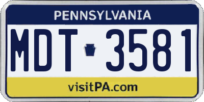 PA license plate MDT3581