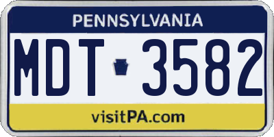 PA license plate MDT3582