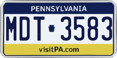 PA license plate MDT3583