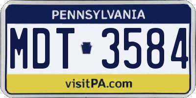 PA license plate MDT3584