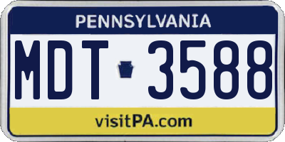 PA license plate MDT3588