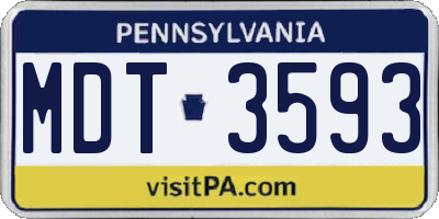 PA license plate MDT3593