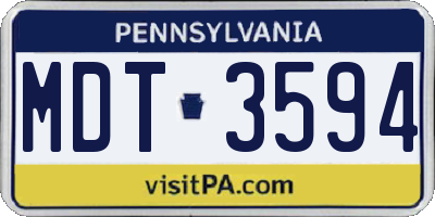 PA license plate MDT3594