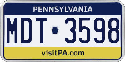 PA license plate MDT3598