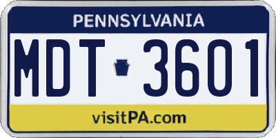 PA license plate MDT3601