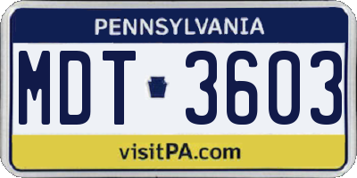 PA license plate MDT3603