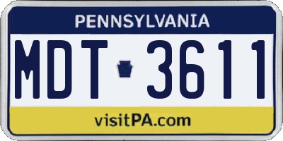 PA license plate MDT3611