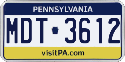 PA license plate MDT3612