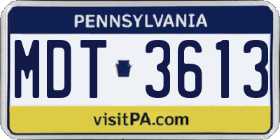 PA license plate MDT3613