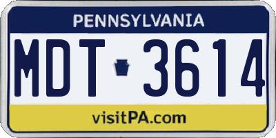 PA license plate MDT3614
