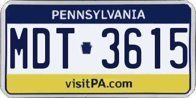 PA license plate MDT3615