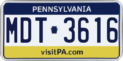 PA license plate MDT3616