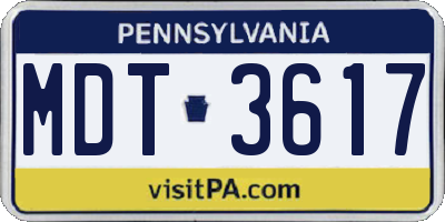 PA license plate MDT3617