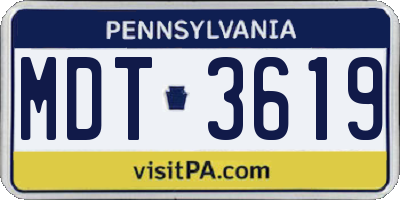 PA license plate MDT3619