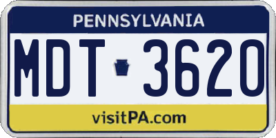 PA license plate MDT3620