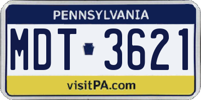 PA license plate MDT3621