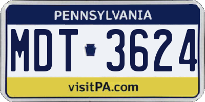 PA license plate MDT3624