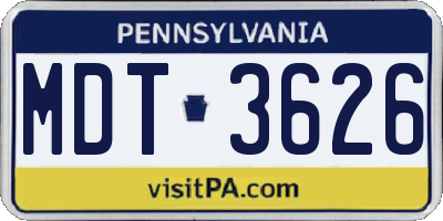 PA license plate MDT3626