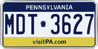 PA license plate MDT3627