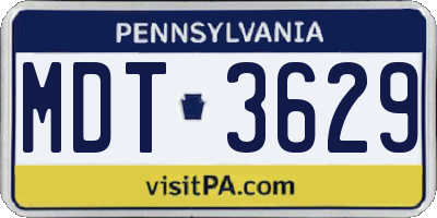 PA license plate MDT3629