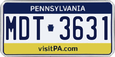PA license plate MDT3631