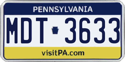 PA license plate MDT3633
