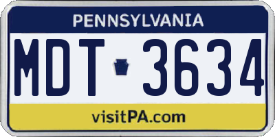 PA license plate MDT3634
