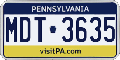 PA license plate MDT3635