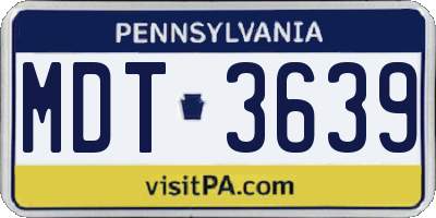PA license plate MDT3639