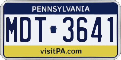 PA license plate MDT3641